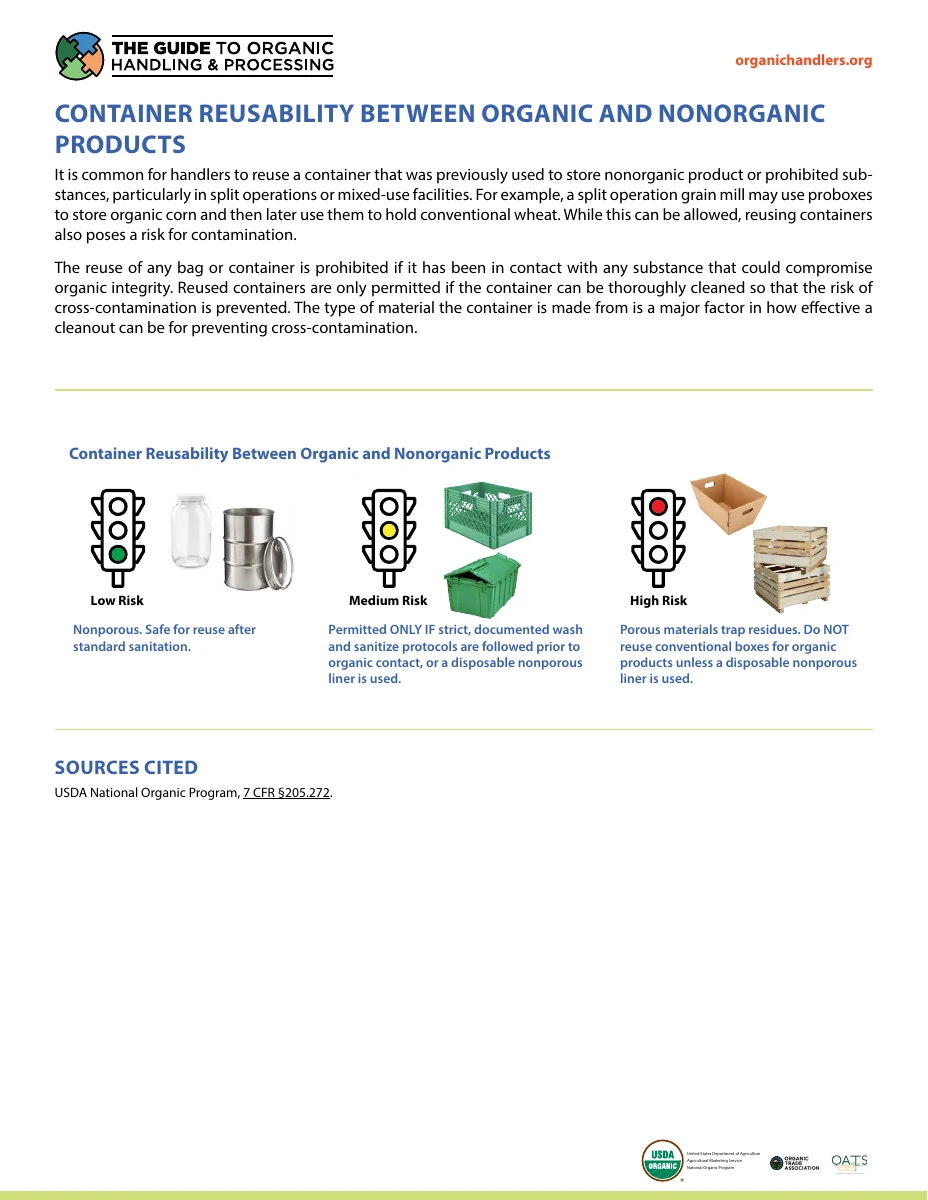 Container Reusability Between Organic and Nonorganic Products